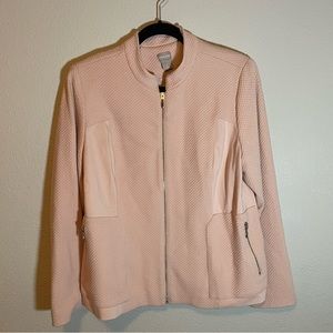 Chicos textured knit jacket in Paris pink. US size 12/14 NWT